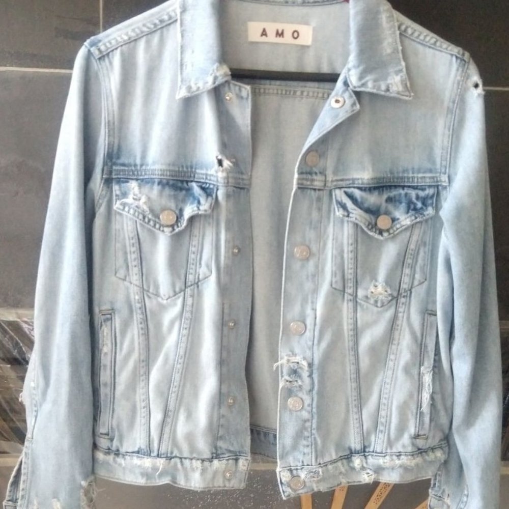 AMO Pop Destroyed Denim Jacket XS